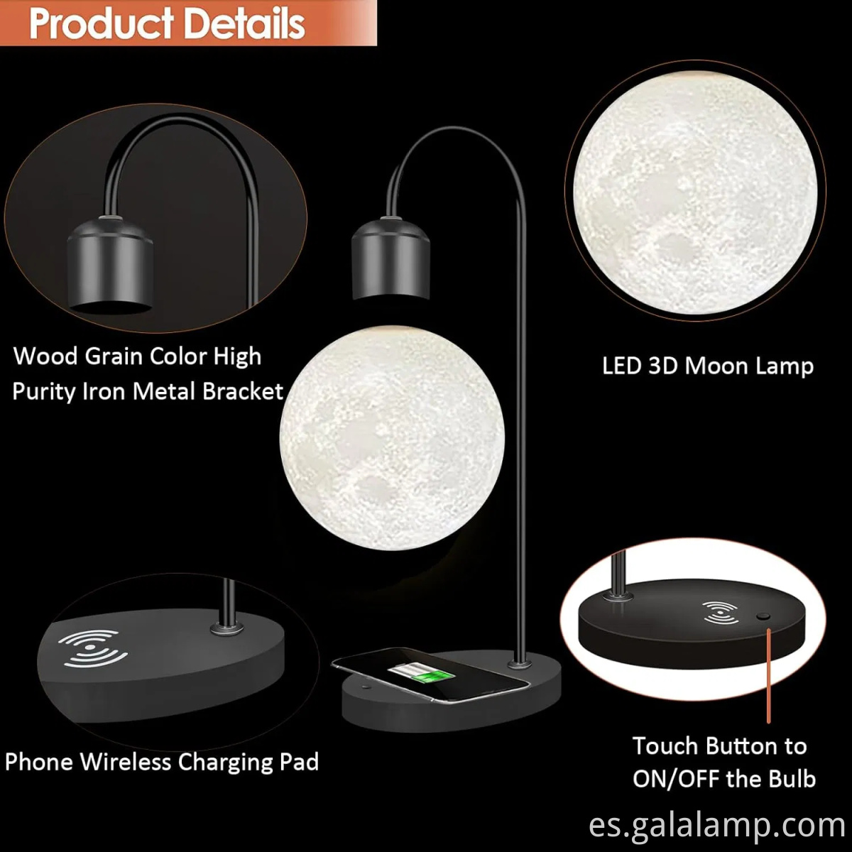 Moon Lamp with Magnetic Levitation and Wireless Charging